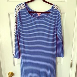 lilly pulitzer stretchy blue striped lace sleeve